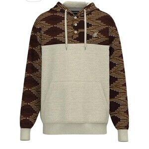 Hooey Men's Jimmy Shitake Cream Aztec Pullover Hoodie HH1247CRAZ Sz XL